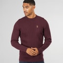 Mens Horton 1000 Cable Knit Jumper Shiraz