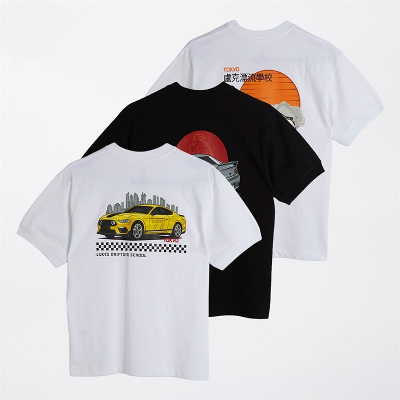 LUKE 1977 Boys Tokyo Drift Three Pack T-Shirts White/Black/White - Image 2