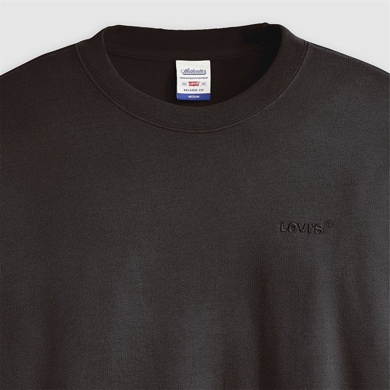 Mens Authentic Crew Sweatshirt Black Agate Garment Dye - Image 5