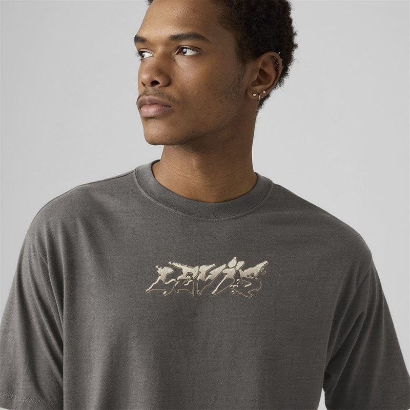 Mens Vintage Fit Graphic T-Shirt Copper Levis Smoked Pearl - Image 3