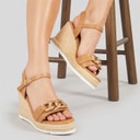 Womens Bermuda Wedge Sandals Tan