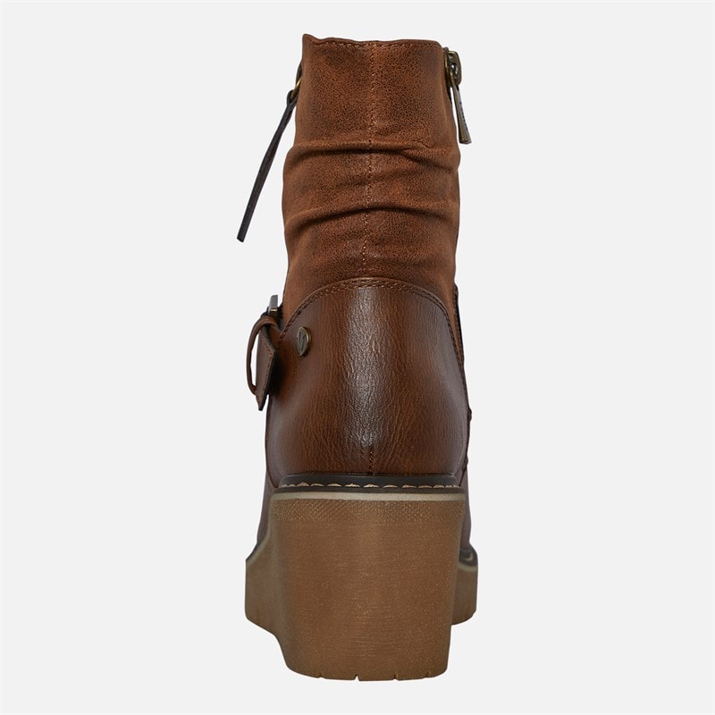 Womens Ellie Wedge Heel Boots Brown - Image 3