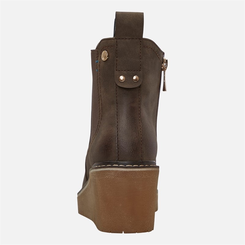 Womens Heidi Wedge Heel Boots Taupe - Image 3