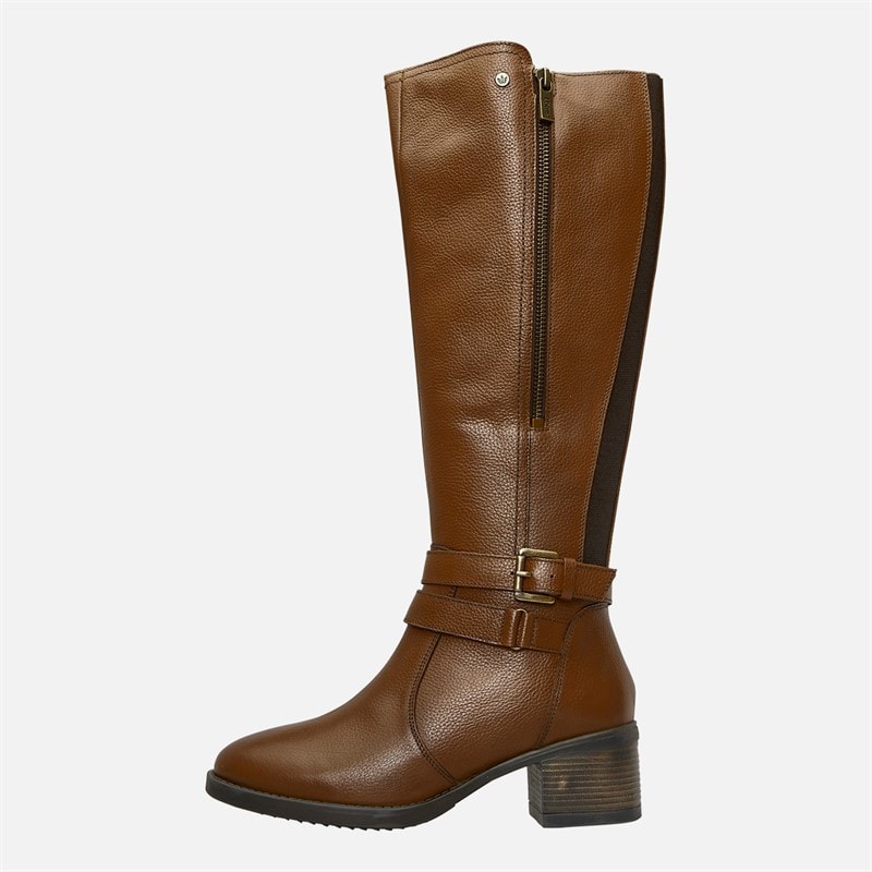 Womens Jazz Knee High Boots Tan Leather - Image 2