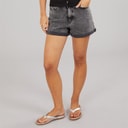 Womens High Waist Denim Shorts Dark Grey Denim
