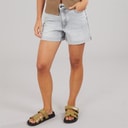 Womens High Waist Denim Shorts Light Grey Denim