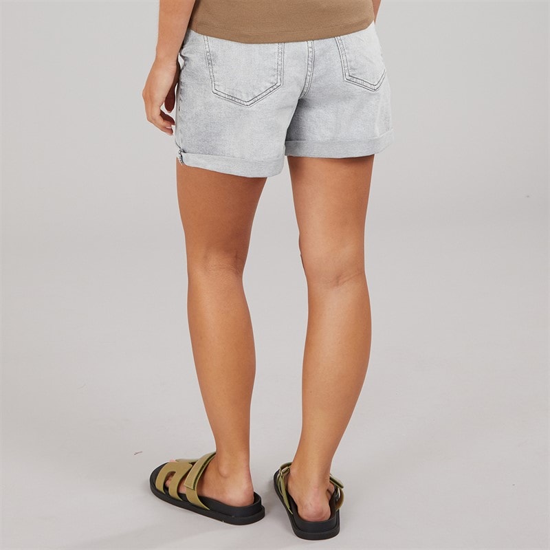 Womens High Waist Denim Shorts Light Grey Denim - Image 2