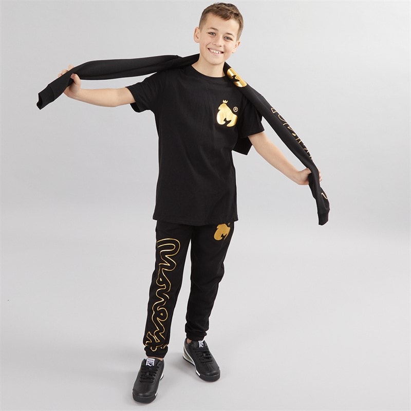 Boys Sig Ape Three Pack Tracksuit And T-Shirt Set Black - Image 4