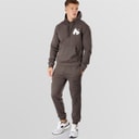 Mens Sig Line Fleece Hood Tracksuit Charcoal Grey