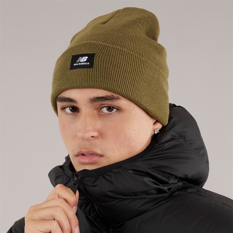 Mens NB Logo Knitted Beanie Dark Olivine - Image 2