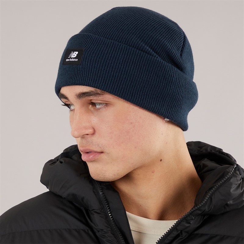Mens NB Logo Knitted Beanie NB Navy - Image 2