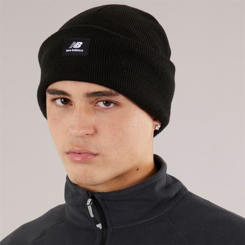 Mens NB Logo Knitted Beanie Black - Image 2