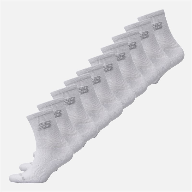New Balance Boys Junior Ten Pack Cushioned Crew Socks White - Image 1