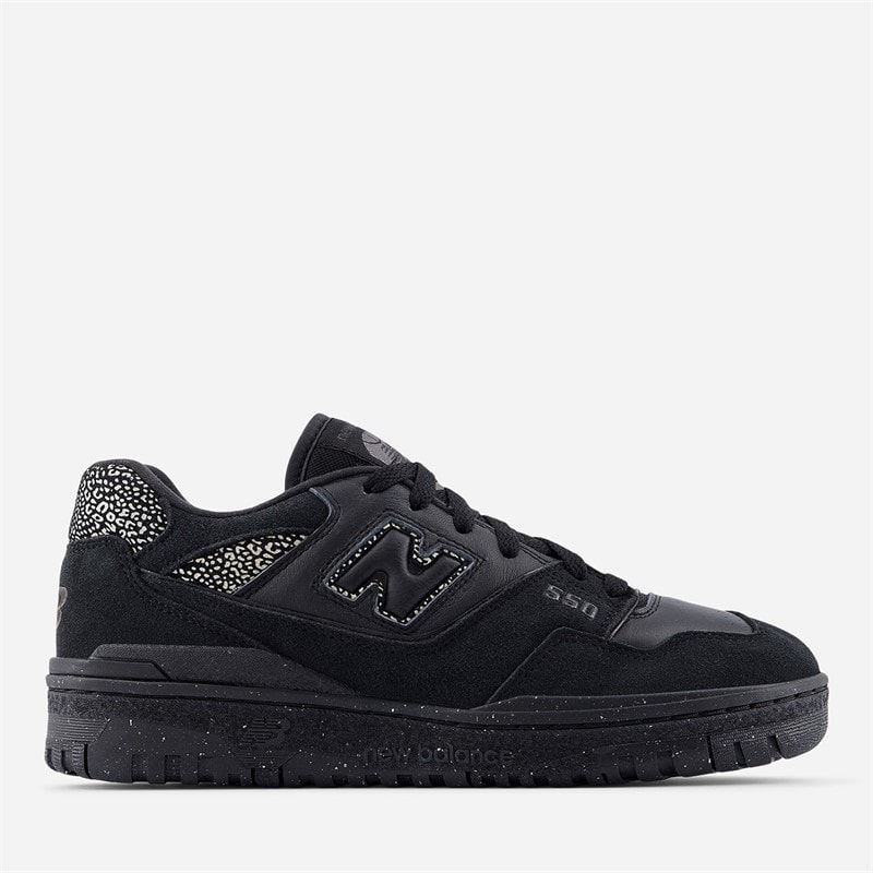 New Balance Womens 550 Trainers Black/White/Leopard