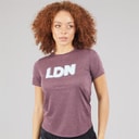 Womens London Edition Athletics Graphic Running T-Shirt Faded Purple