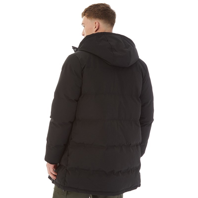 NICCE Mens Vespucci Long Zip Through Hooded Padded Parka Black - Image 2