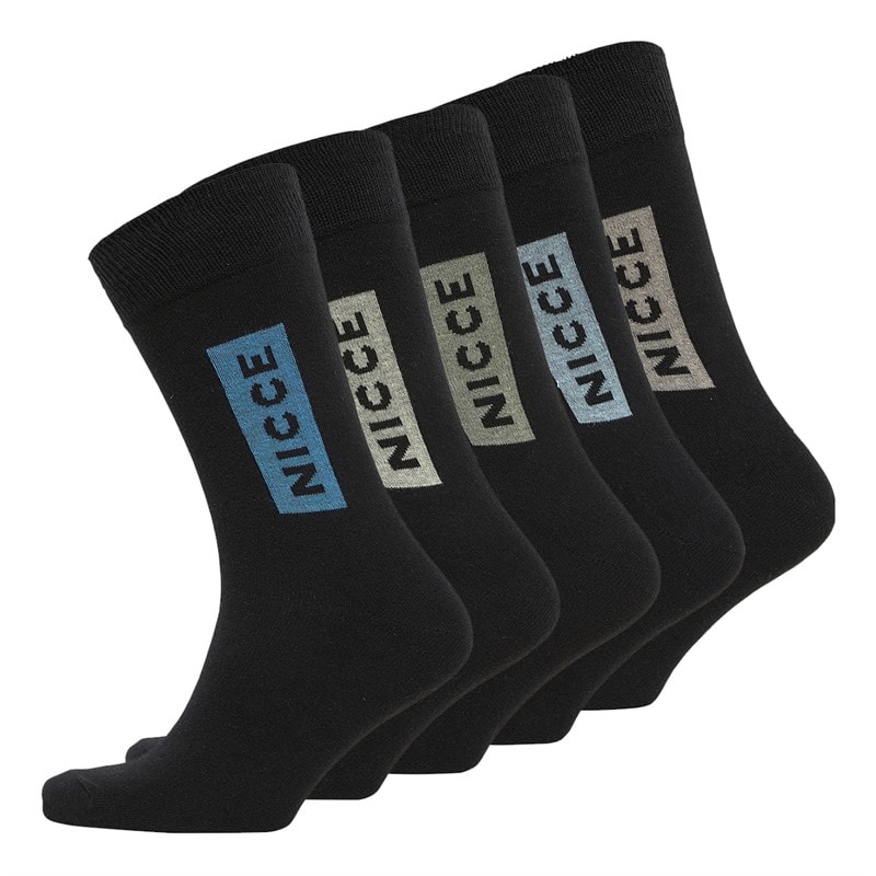 Mens Titus Five Pack Dress Socks Black - Image 1