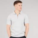 Mens Luxe Quarter Zip Polo Shirt Chalk Grey