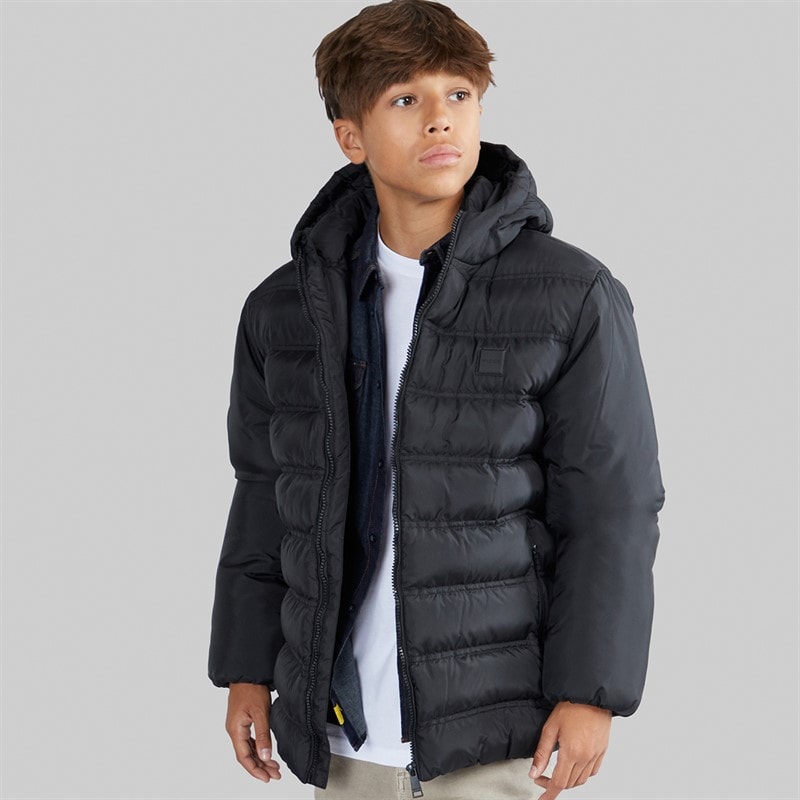 Boys Bluster Hooded Padded Coat Black - Image 3