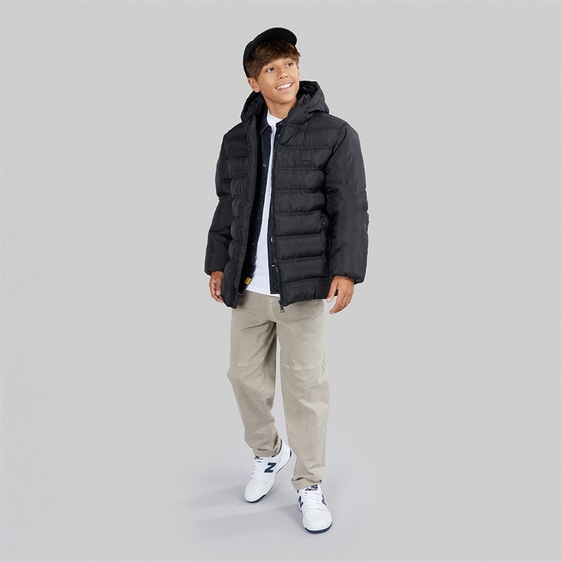 Boys Bluster Hooded Padded Coat Black - Image 4