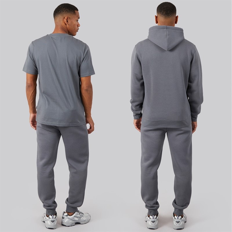 Mens Dinall T-Shirt Hoodie And Joggers Set Steel Grey - Image 2