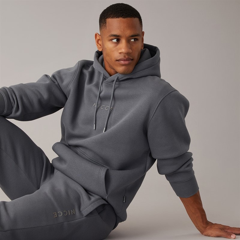 Mens Dinall T-Shirt Hoodie And Joggers Set Steel Grey - Image 3