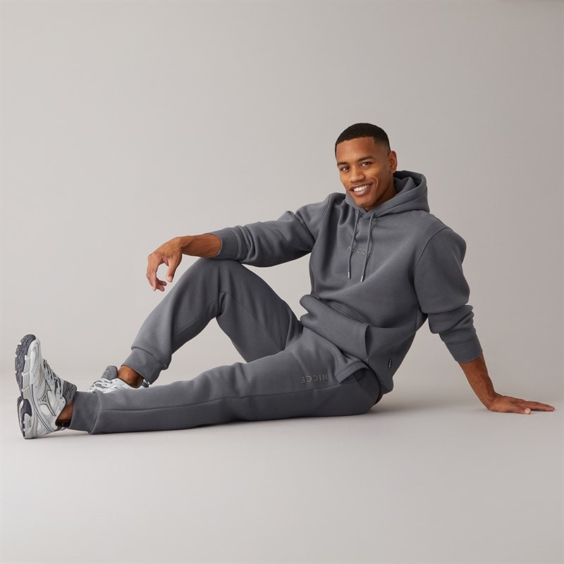 Mens Dinall T-Shirt Hoodie And Joggers Set Steel Grey - Image 5