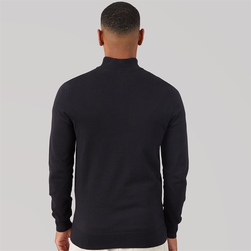 Mens Luxe Slim Fit 1/4 Zip Jumper Black - Image 2