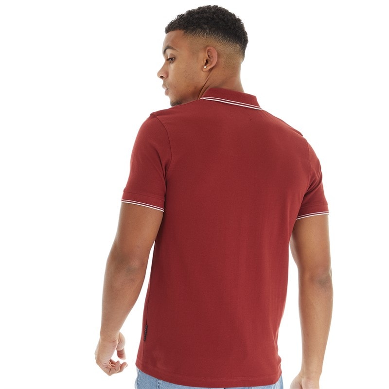 Mens Henflare Polo Shirt Deep Red - Image 2