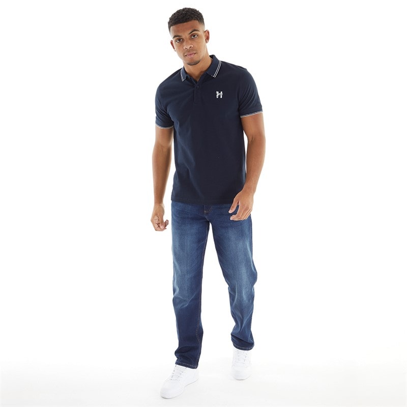 Mens Henflare Polo Shirt Navy - Image 4