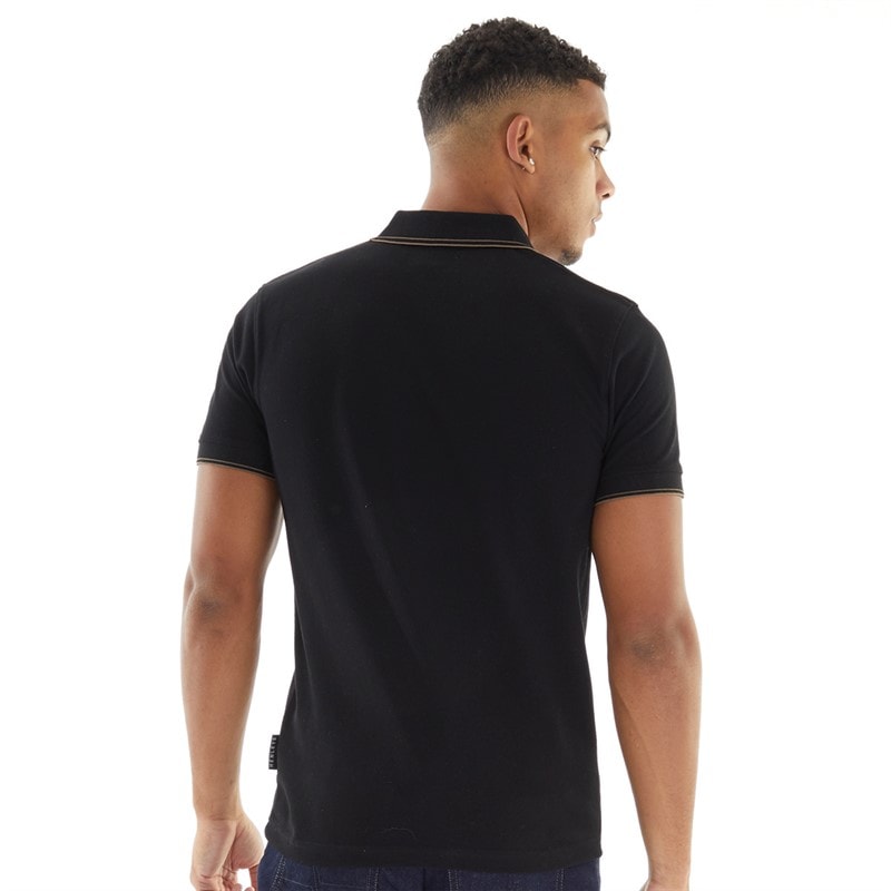Mens Henflare Polo Shirt Black - Image 2