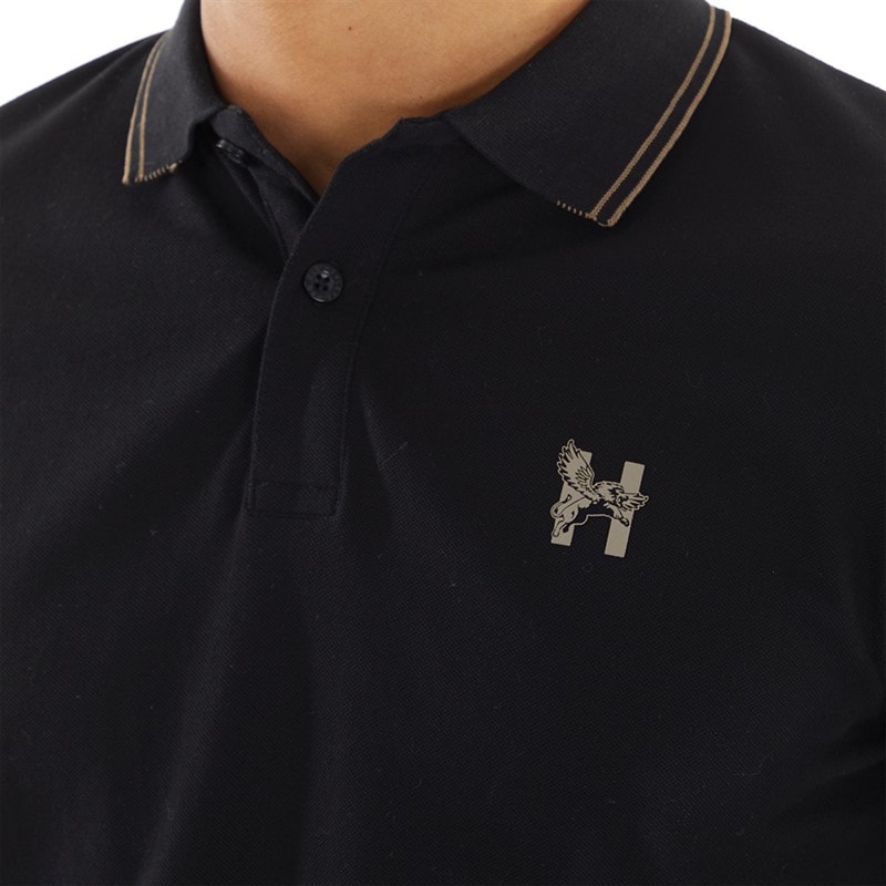 Mens Henflare Polo Shirt Black - Image 3