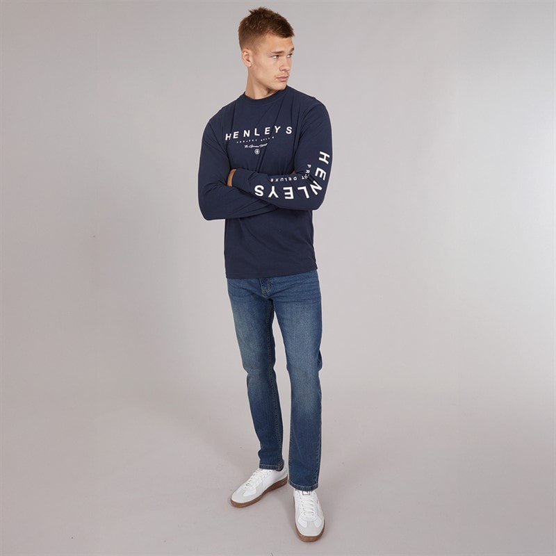 Mens Melvern Long Sleeve Top Navy - Image 3