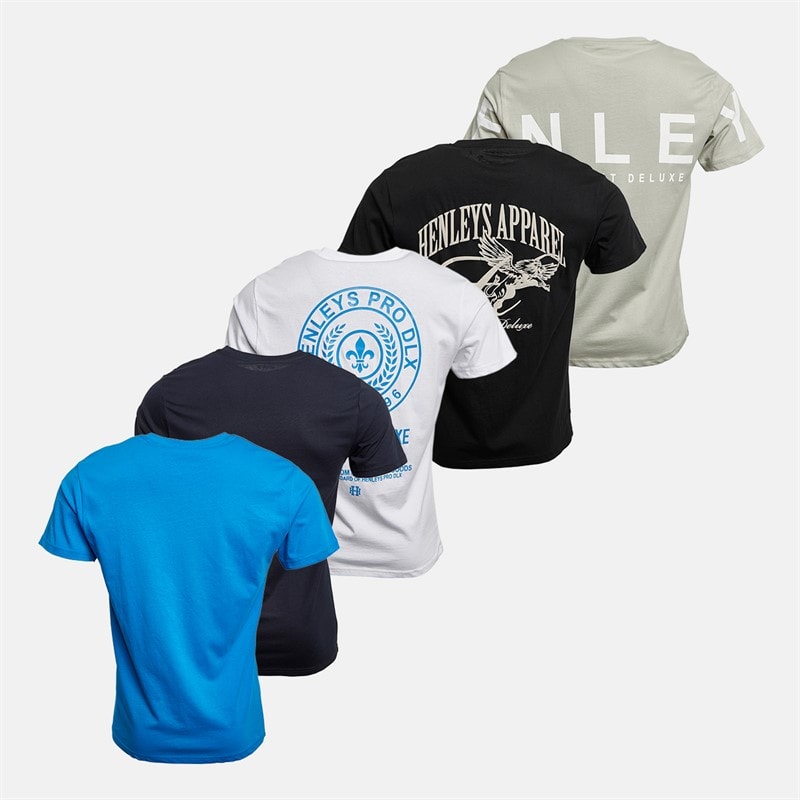 Mens Multhen Five Pack T-Shirts Assorted - Image 2