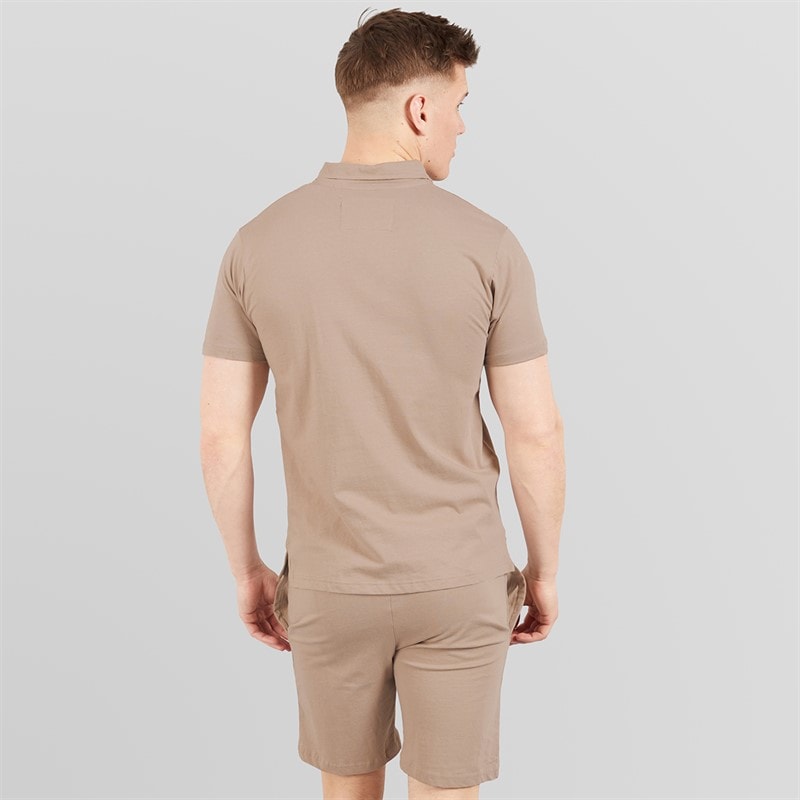 Mens Henychill Polo Shirt And Shorts Set Taupe - Image 2