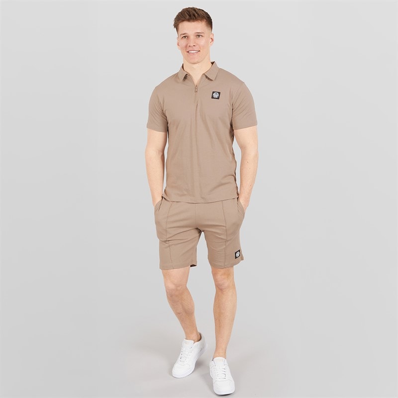 Mens Henychill Polo Shirt And Shorts Set Taupe - Image 4