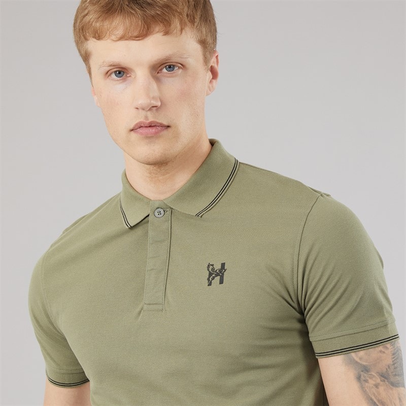 Mens Moorehen Polo Shirt Khaki - Image 3