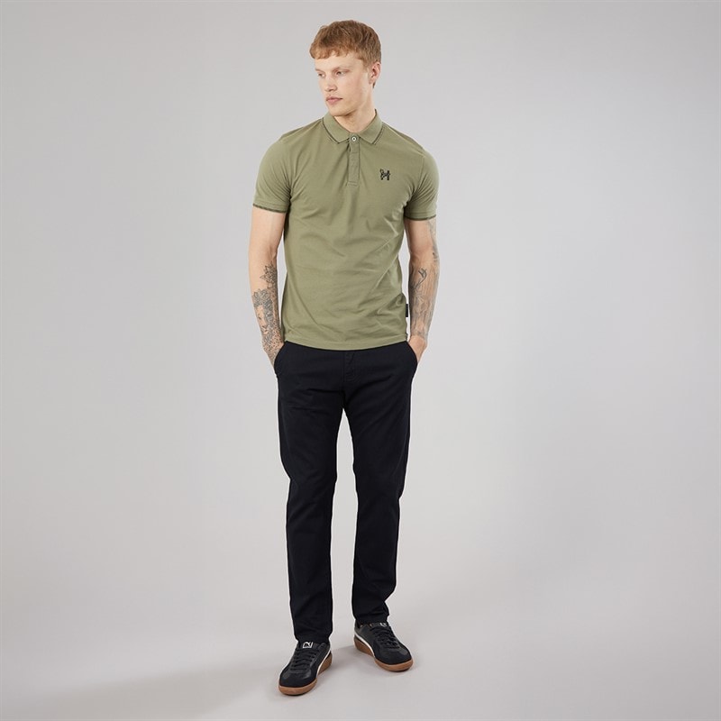 Mens Moorehen Polo Shirt Khaki - Image 4