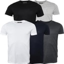 Mens Five Pack Crew T-Shirts Multi 1 - Black/White/Marine/Light Grey Melange/Charcoal