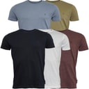 Mens Five Pack Crew T-Shirts Multi 4 - Chateaux Melange/Light Khaki/Light Blue Melange/Marine/White