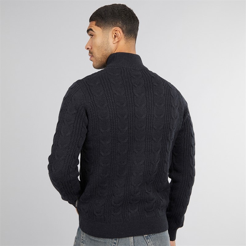 Mens 1/2 Zip Wool Jumper Marine - Image 2