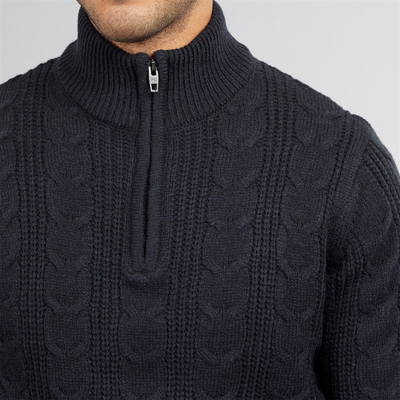 Mens 1/2 Zip Wool Jumper Marine - Image 5
