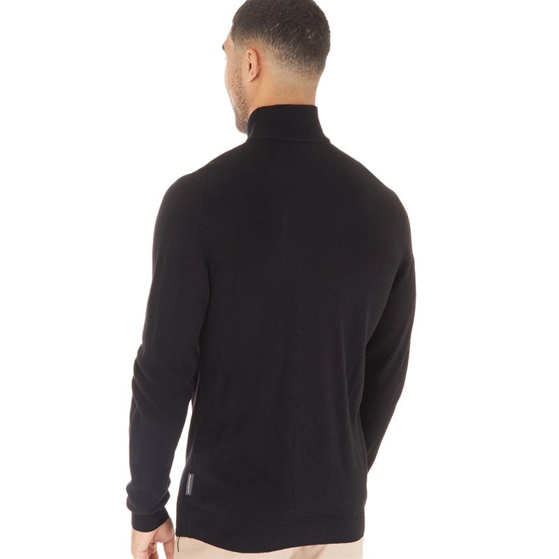 FrenchÂ ConnectionÂ Mens Cash 1/4 Zip Jumper Black - Image 2