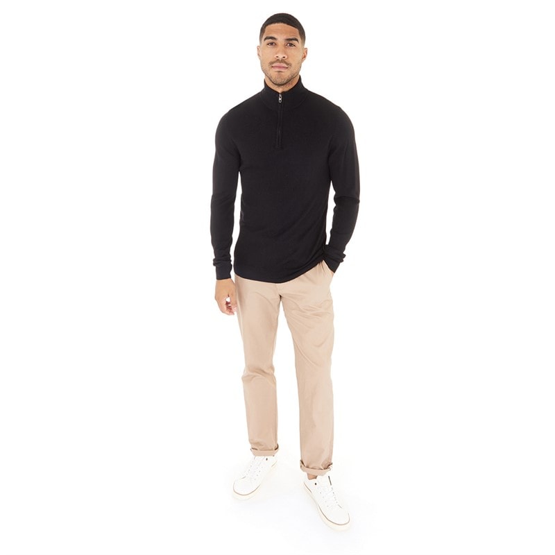 FrenchÂ ConnectionÂ Mens Cash 1/4 Zip Jumper Black - Image 3