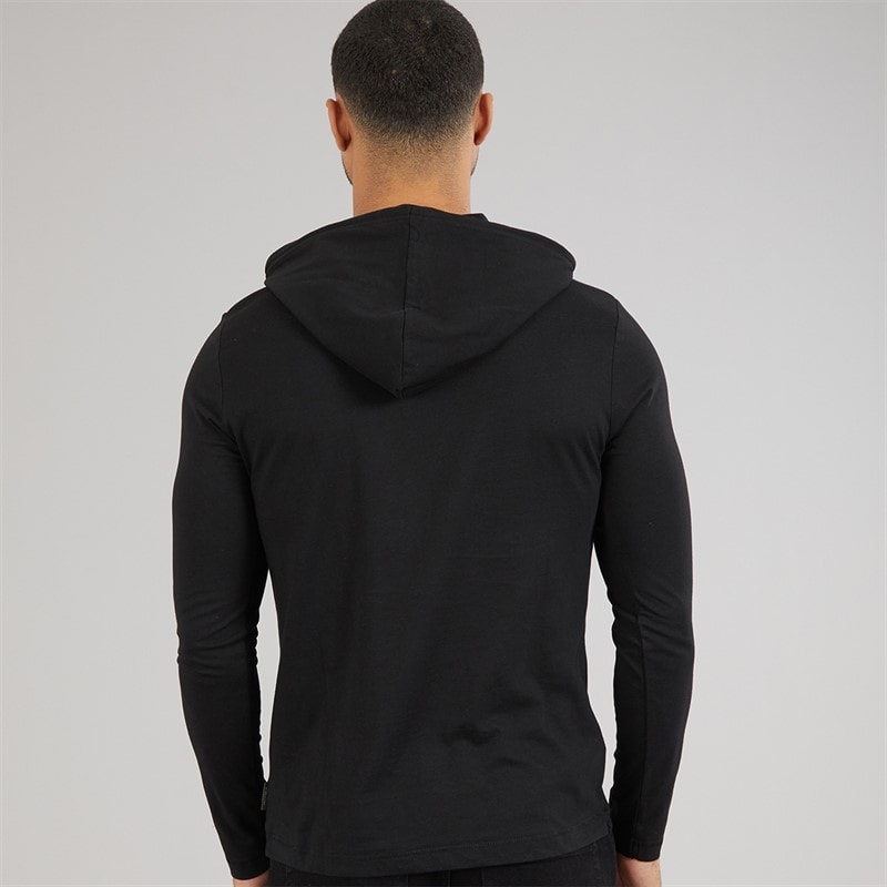 Mens Hooded Top Black/White - Image 2