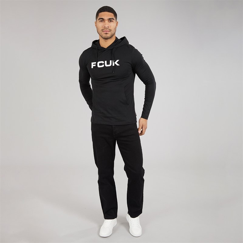 Mens Hooded Top Black/White - Image 3
