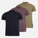 Mens Three Pack Jersey Polo Shirts Marine/Chateaux Melange/Khaki
