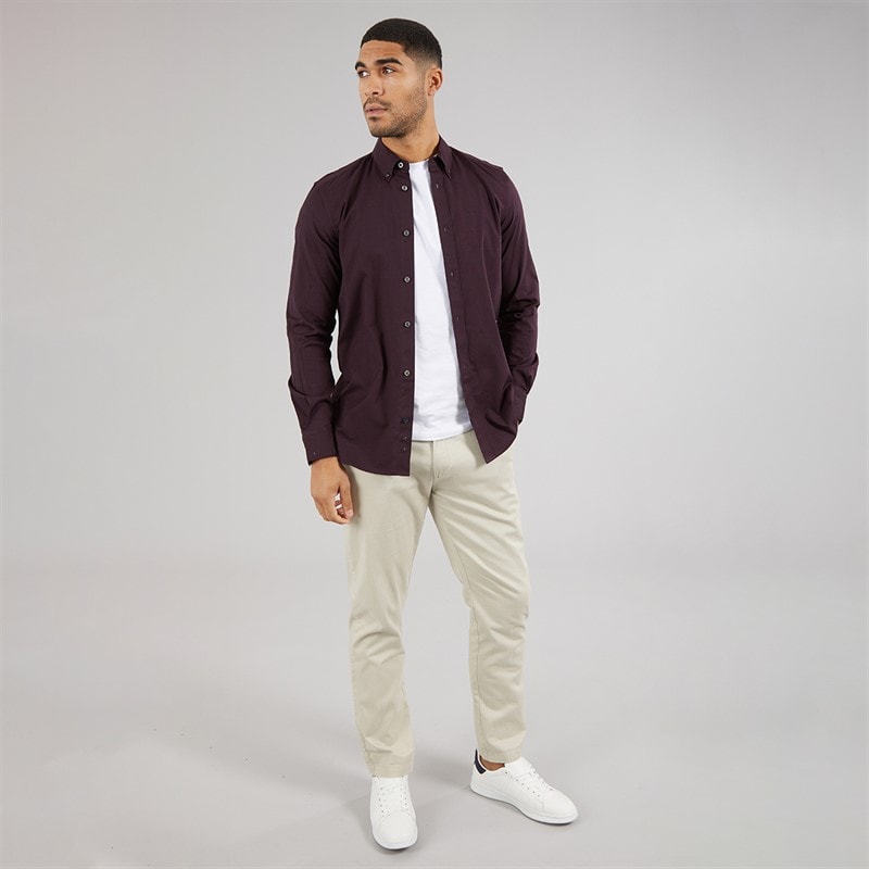 Mens Long Sleeve Oxford Shirt Solid Chateaux/Marine - Image 4