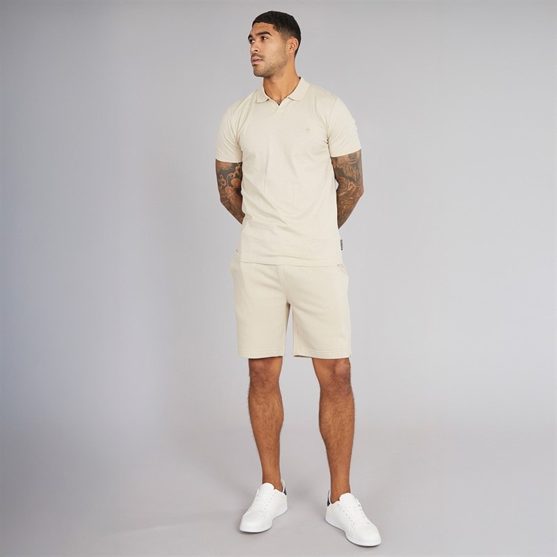 Mens Jersey Trophy Polo Shirt And Shorts Set Stone - Image 4