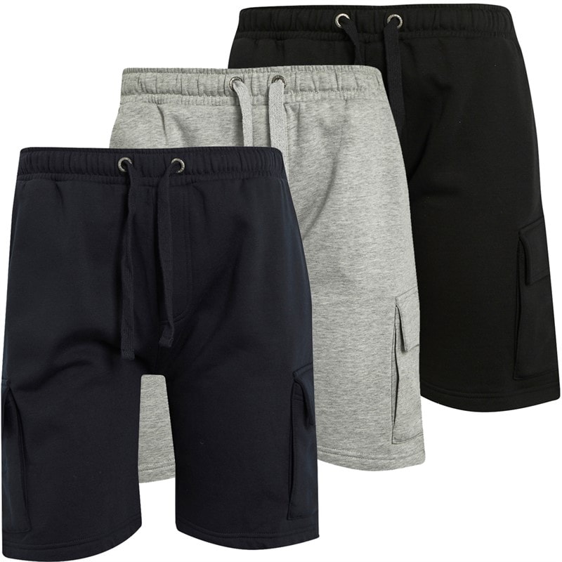 Mens Jersey Cargo Three Pack Shorts Multi 1 - Black/Marine/Light Grey Mel - Image 3